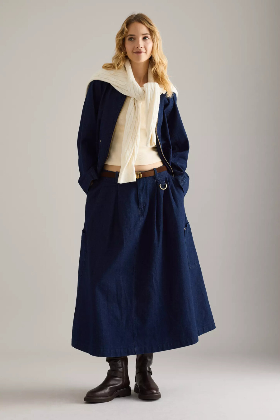 gonna midi in denim saima di barbour