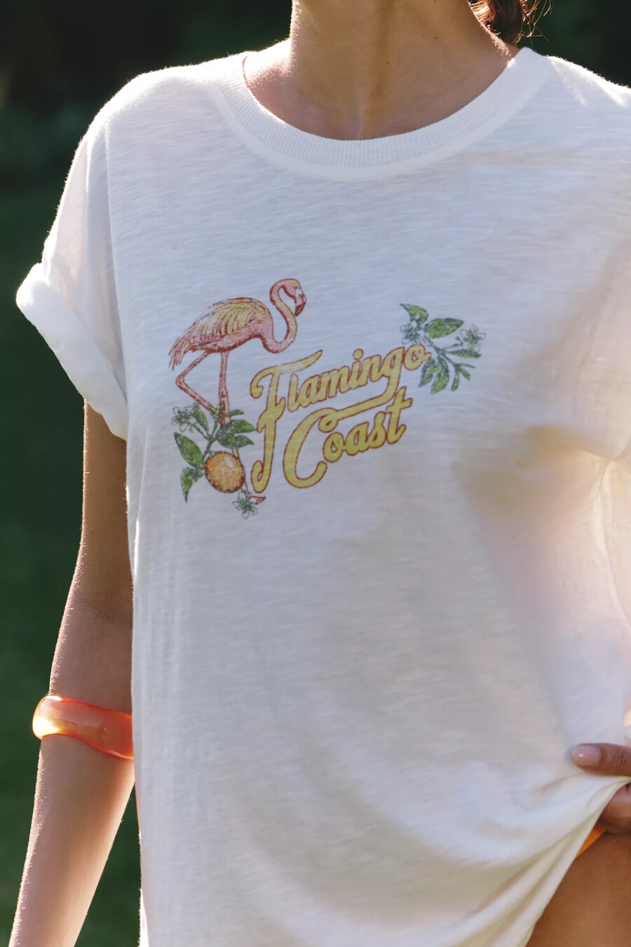 t-shirt girocollo in cotone con grafica celandine