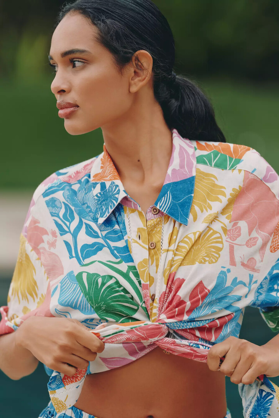 camicia abbottonata in misto lino celandine x grace gillespie