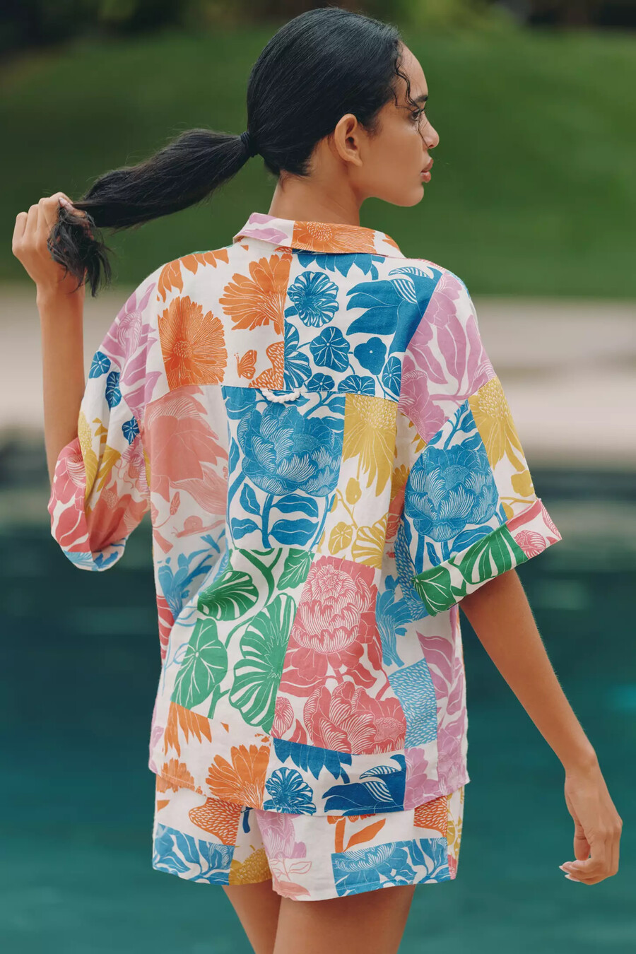 camicia abbottonata in misto lino celandine x grace gillespie