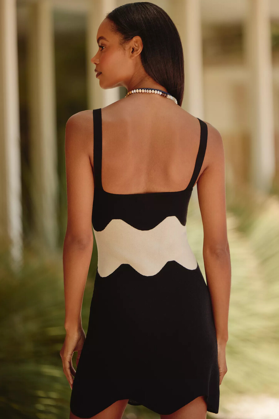 mini abito in maglia color block celandine