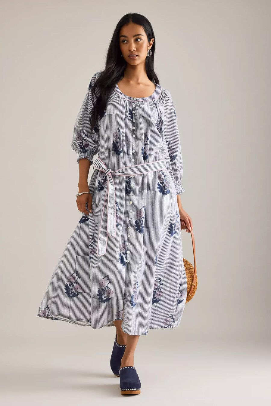 abito midi dilli grey jasmine con cintura e bottoni sul davanti