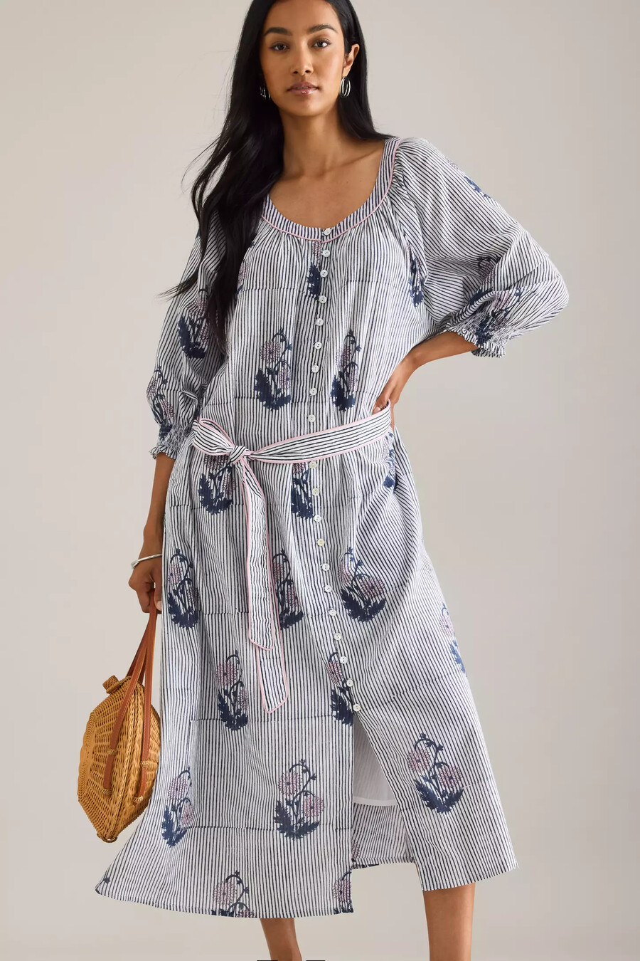 abito midi dilli grey jasmine con cintura e bottoni sul davanti