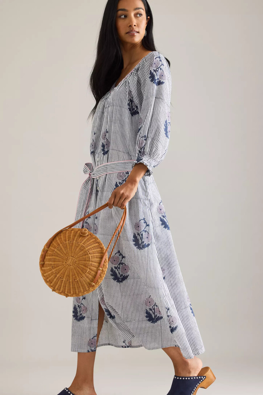 abito midi dilli grey jasmine con cintura e bottoni sul davanti
