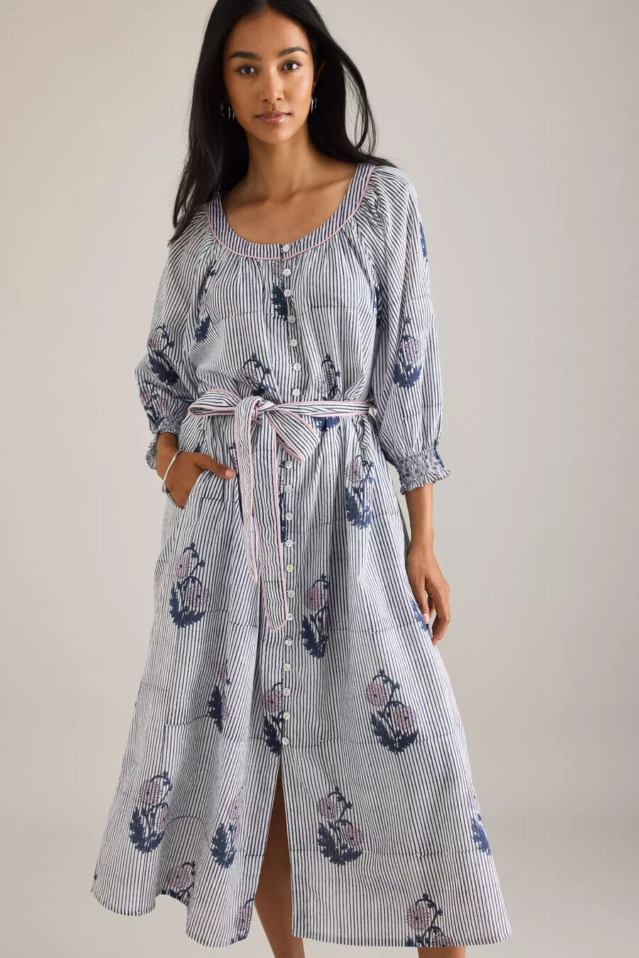 abito midi dilli grey jasmine con cintura e bottoni sul davanti