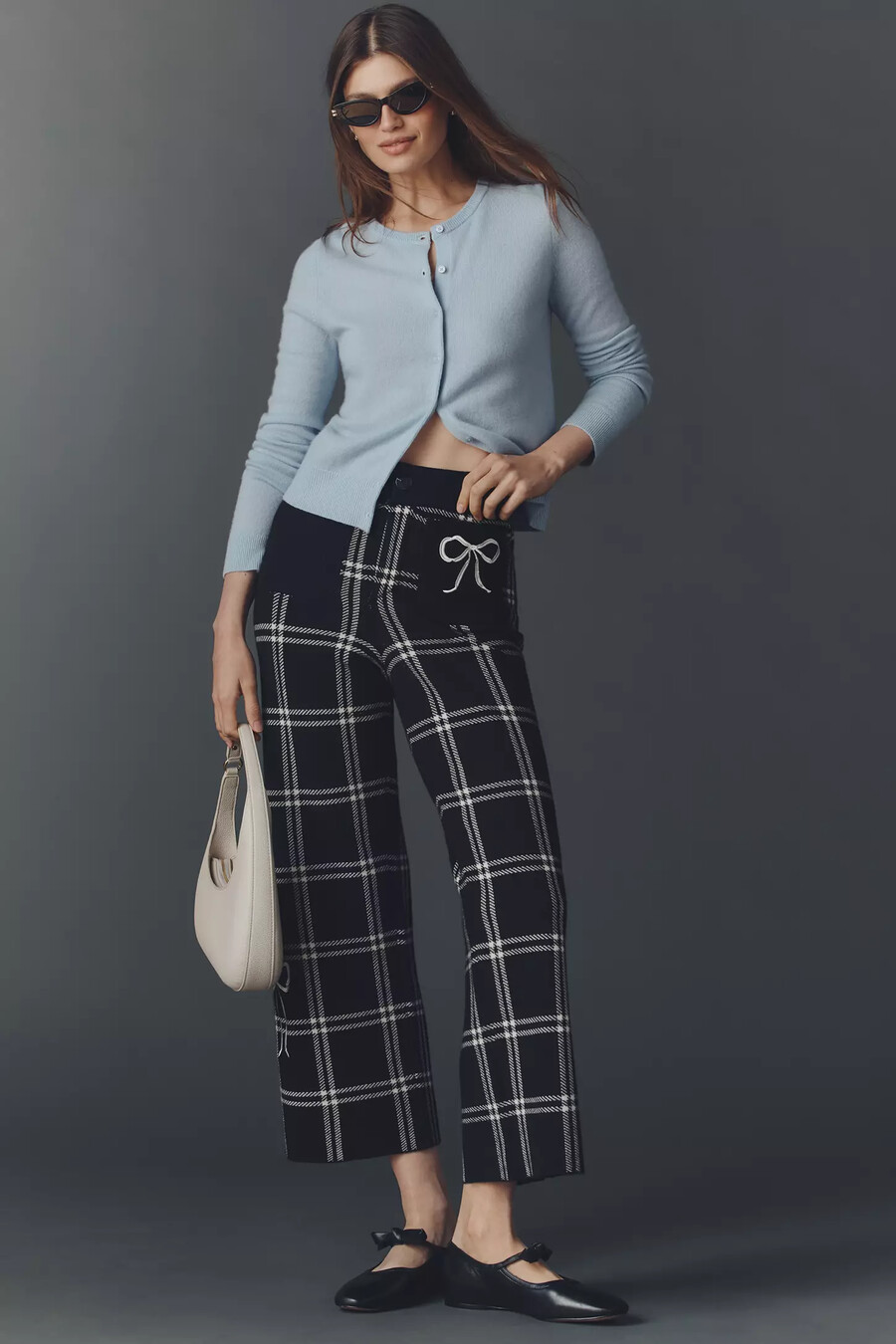 pantaloni a gamba larga e vita alta in maglia colette di maeve