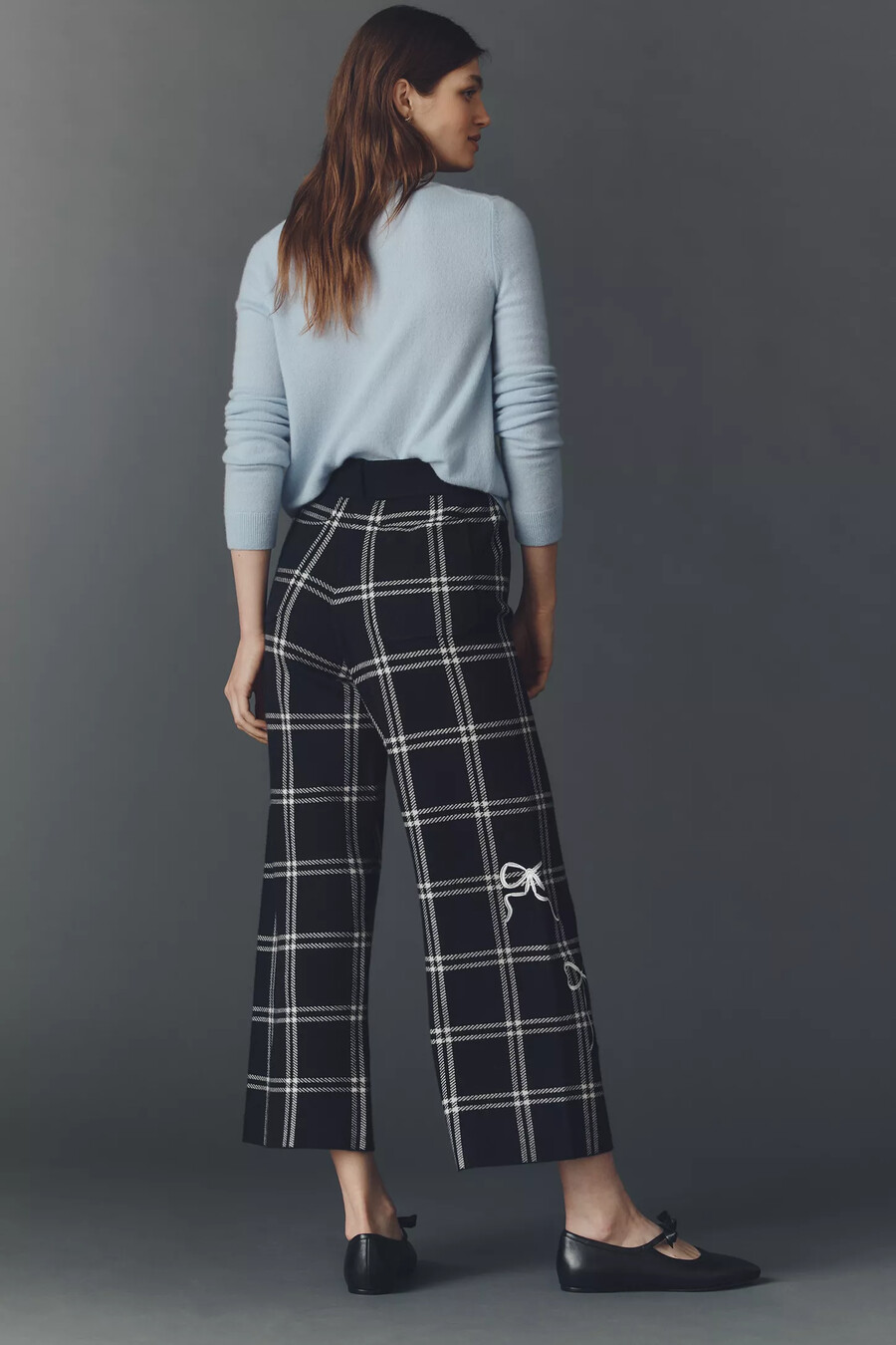 pantaloni a gamba larga e vita alta in maglia colette di maeve