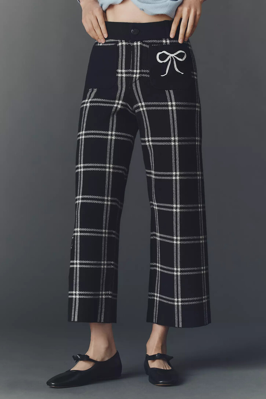 pantaloni a gamba larga e vita alta in maglia colette di maeve