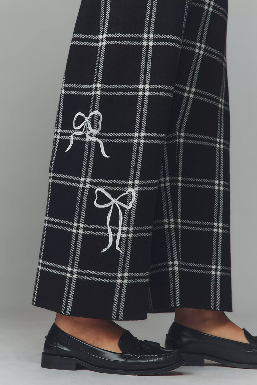pantaloni a gamba larga e vita alta in maglia colette di maeve