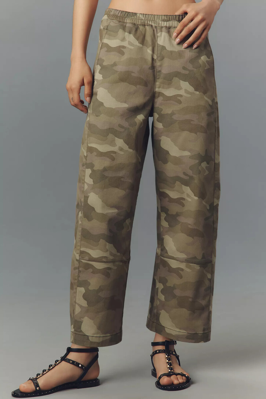 pantaloni izzie relaxed pull-on barrel di pilcro edizione in twill stampato