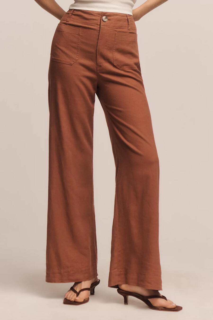 pantaloni larghi e lunghi in lino colette beachy di maeve