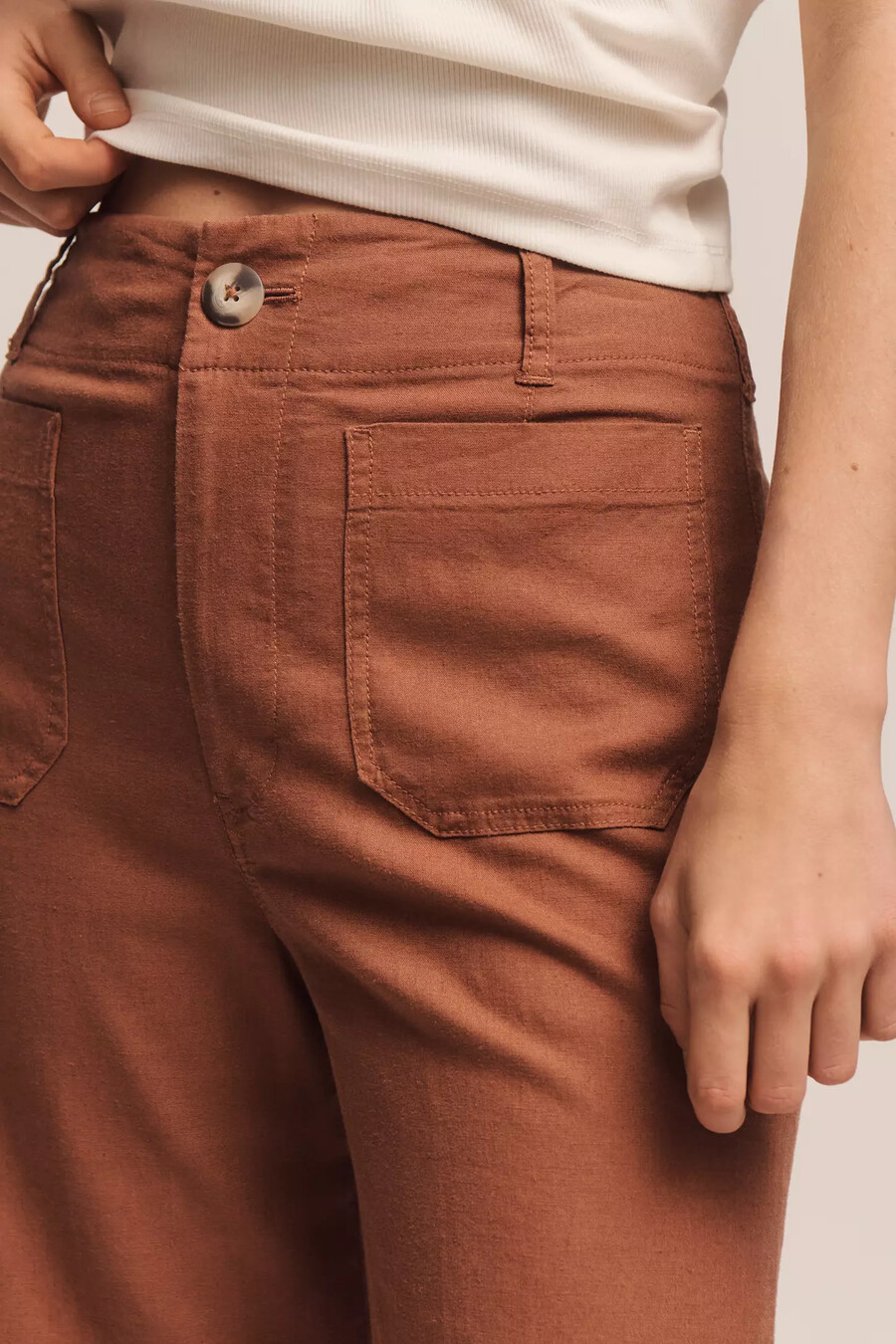 pantaloni larghi e lunghi in lino colette beachy di maeve