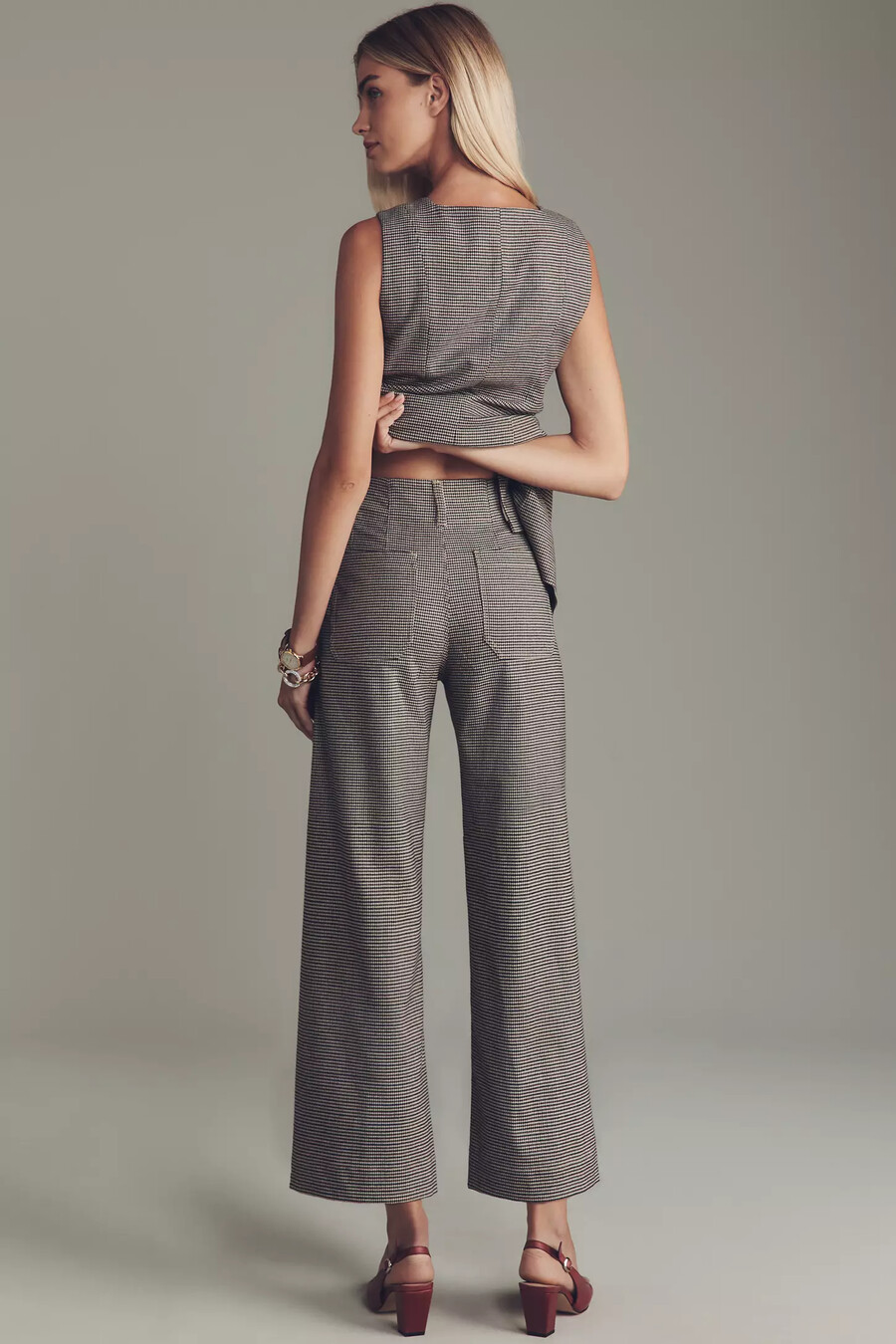 pantaloni a gamba larga colette houndstooth crop di maeve