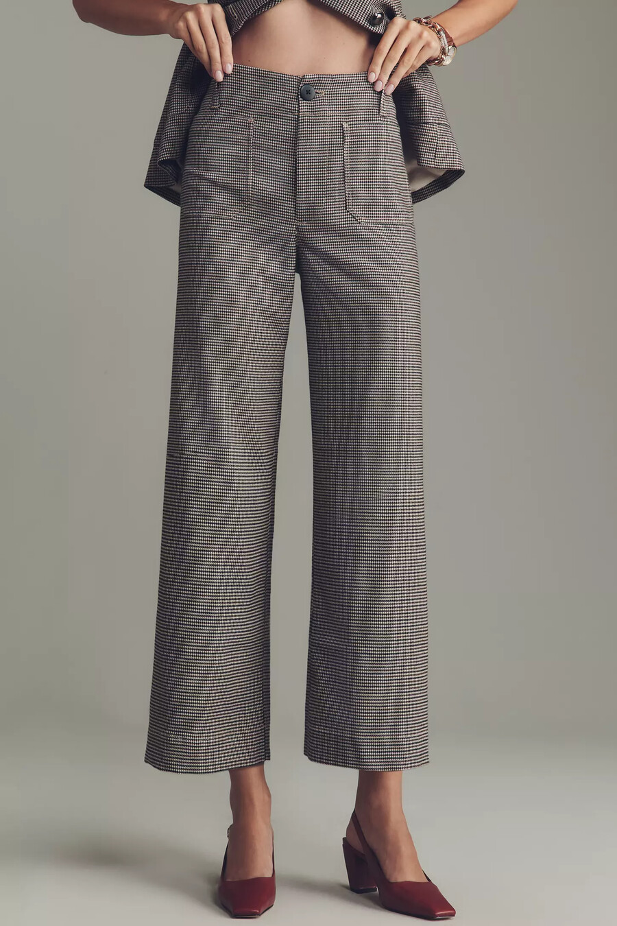 pantaloni a gamba larga colette houndstooth crop di maeve