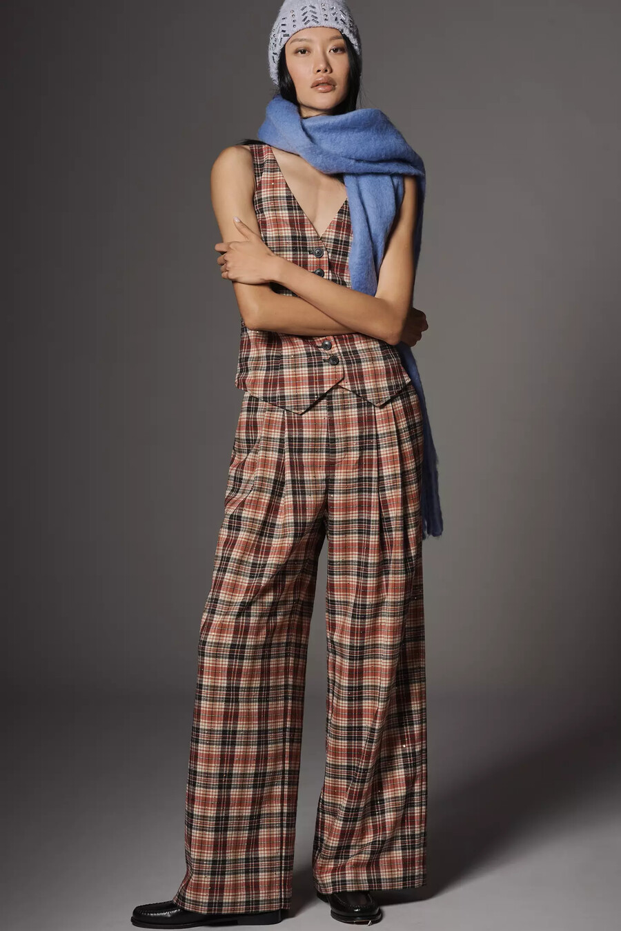 pantaloni a gamba larga con pieghe avery sparkle di maeve