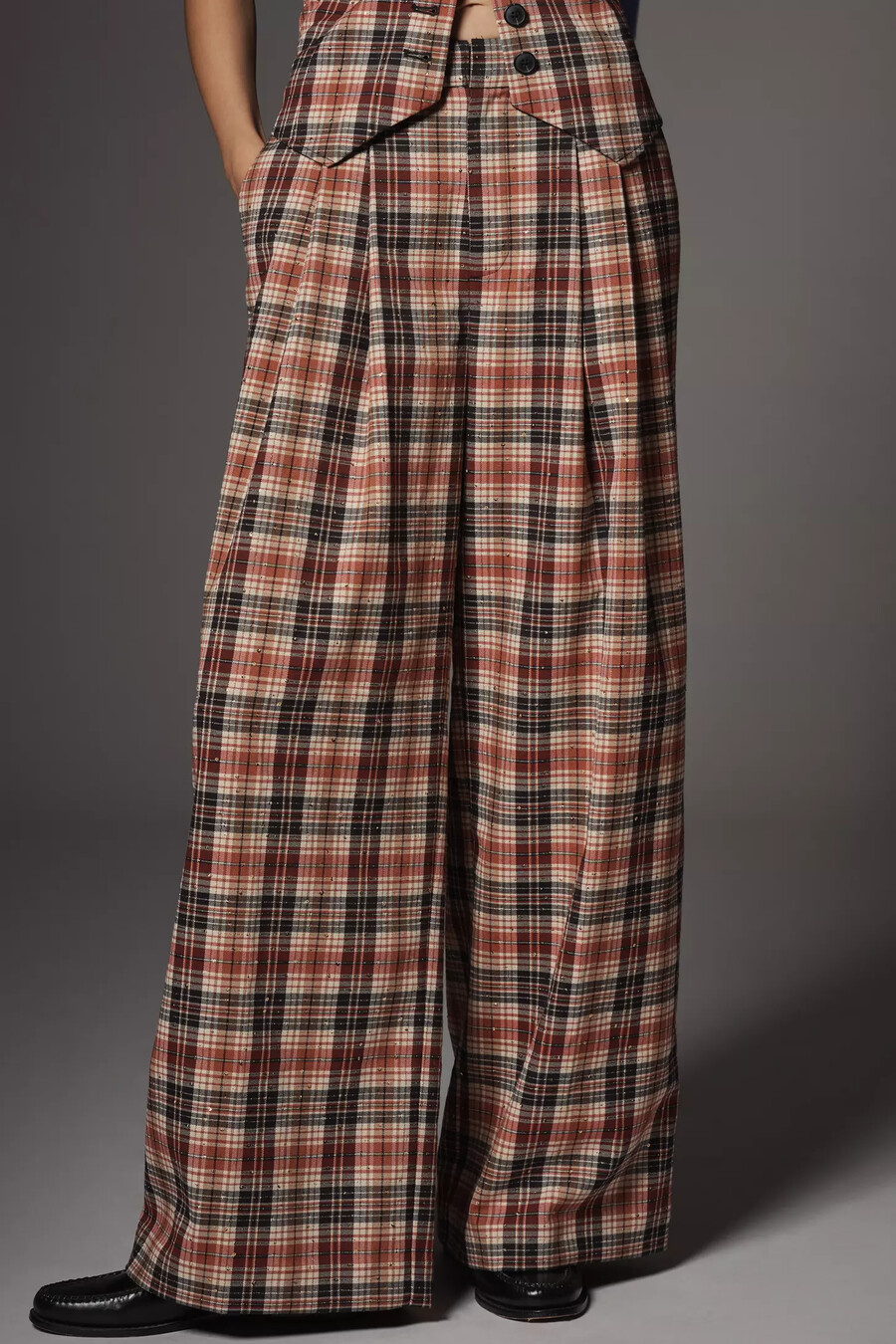 pantaloni a gamba larga con pieghe avery sparkle di maeve