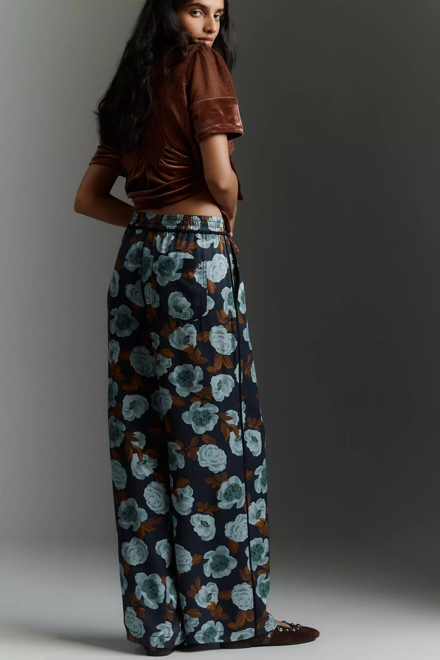 pantaloni larghi stampati brooklin di maeve