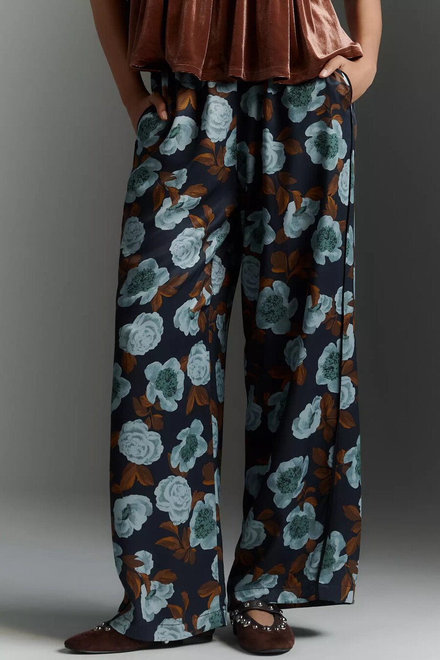 pantaloni larghi stampati brooklin di maeve