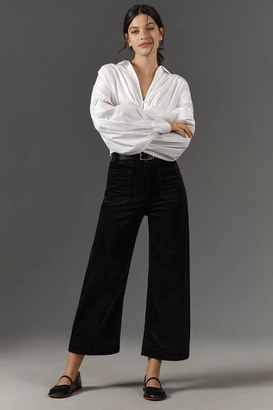 pantaloni a gamba larga e cropped colette di maeve edizione in velluto a coste