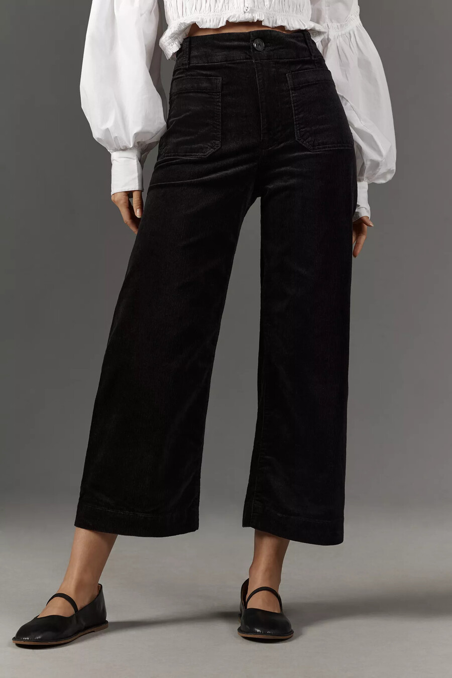 pantaloni a gamba larga e cropped colette di maeve edizione in velluto a coste