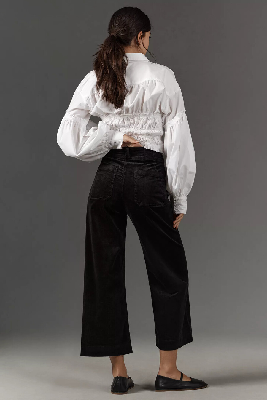 pantaloni a gamba larga e cropped colette di maeve edizione in velluto a coste