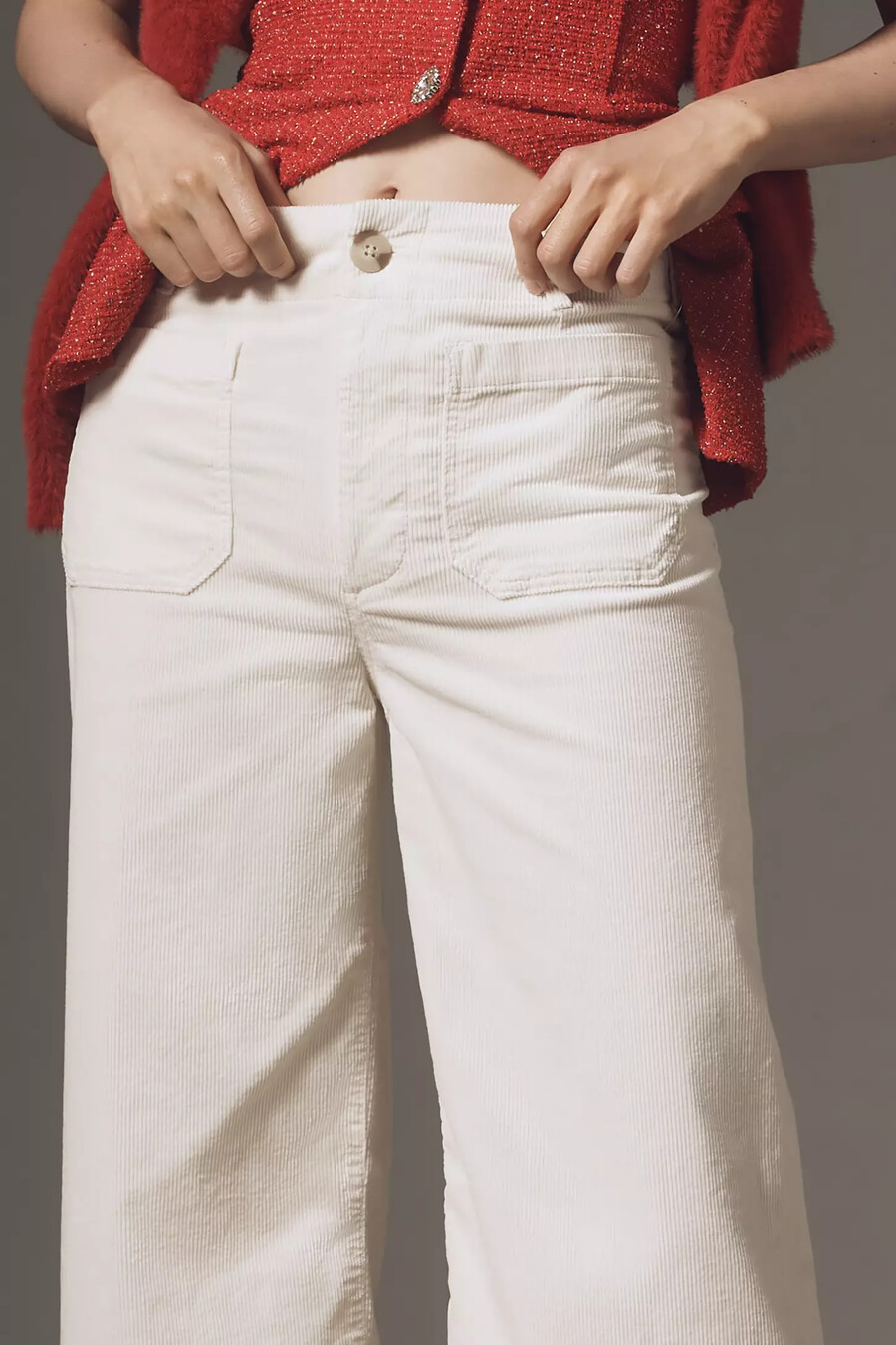 pantaloni a gamba larga in velluto a coste con fiocco colette di maeve