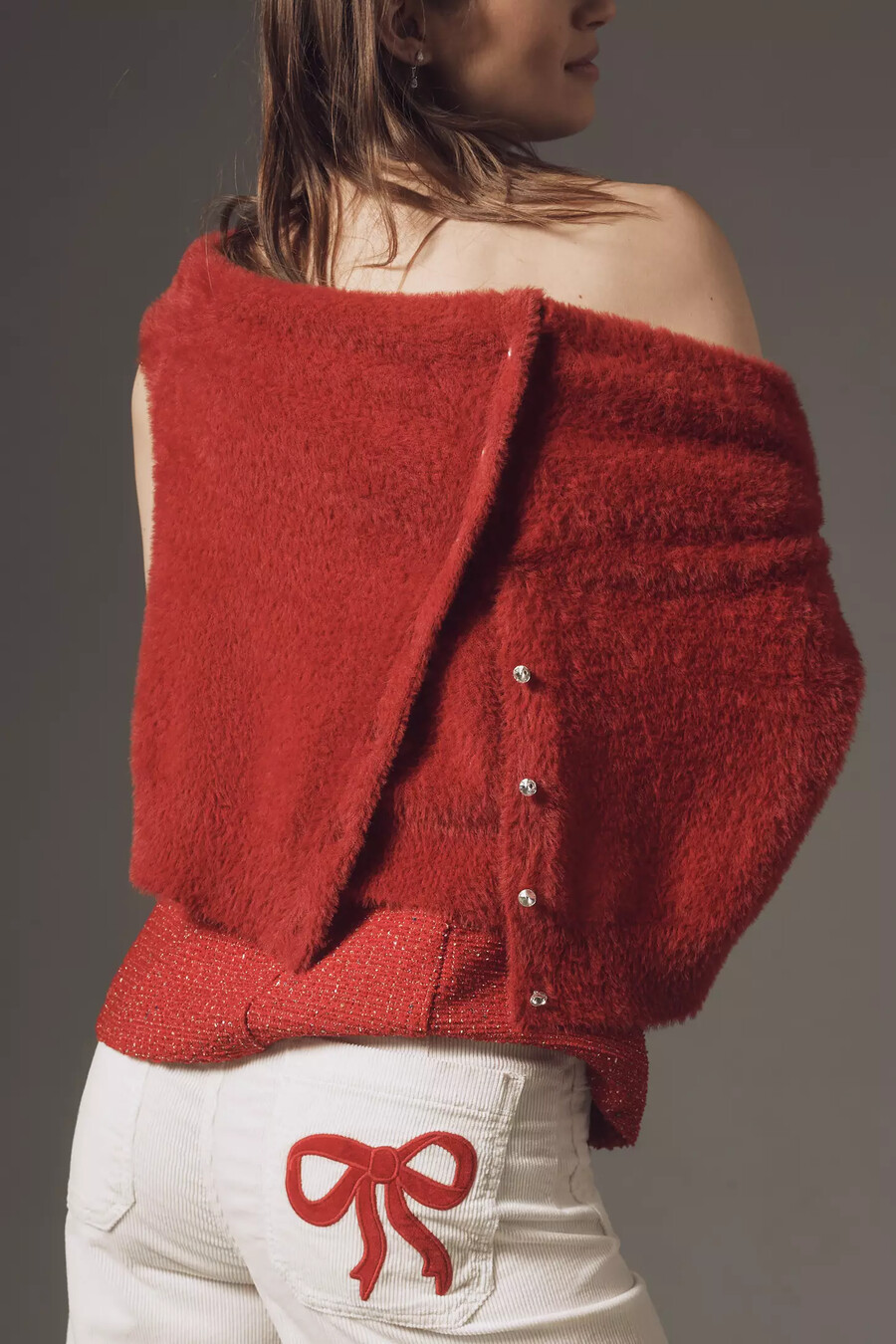 pantaloni a gamba larga in velluto a coste con fiocco colette di maeve