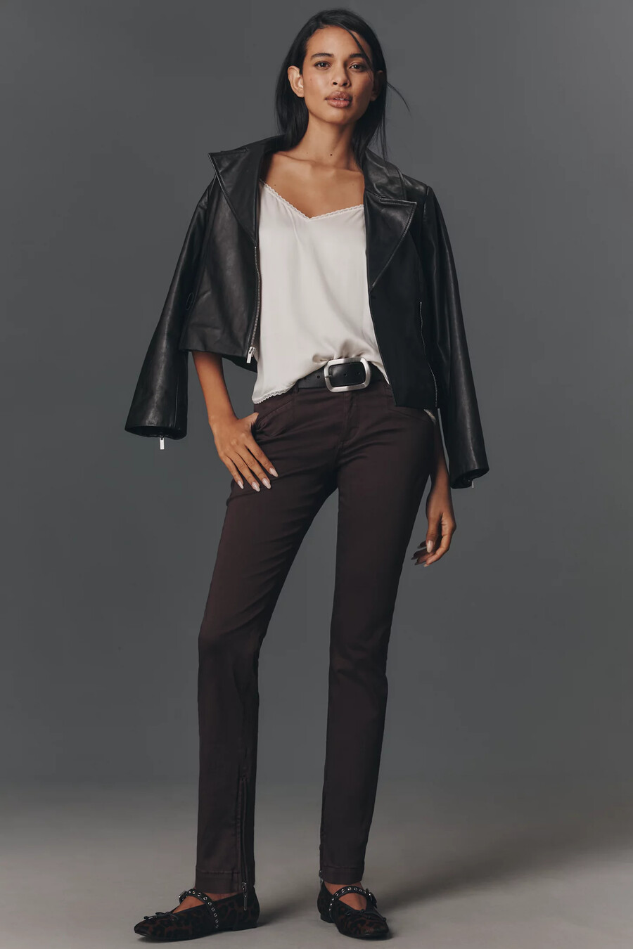 pantaloni skinny a vita bassa in stile rococò di pilcro