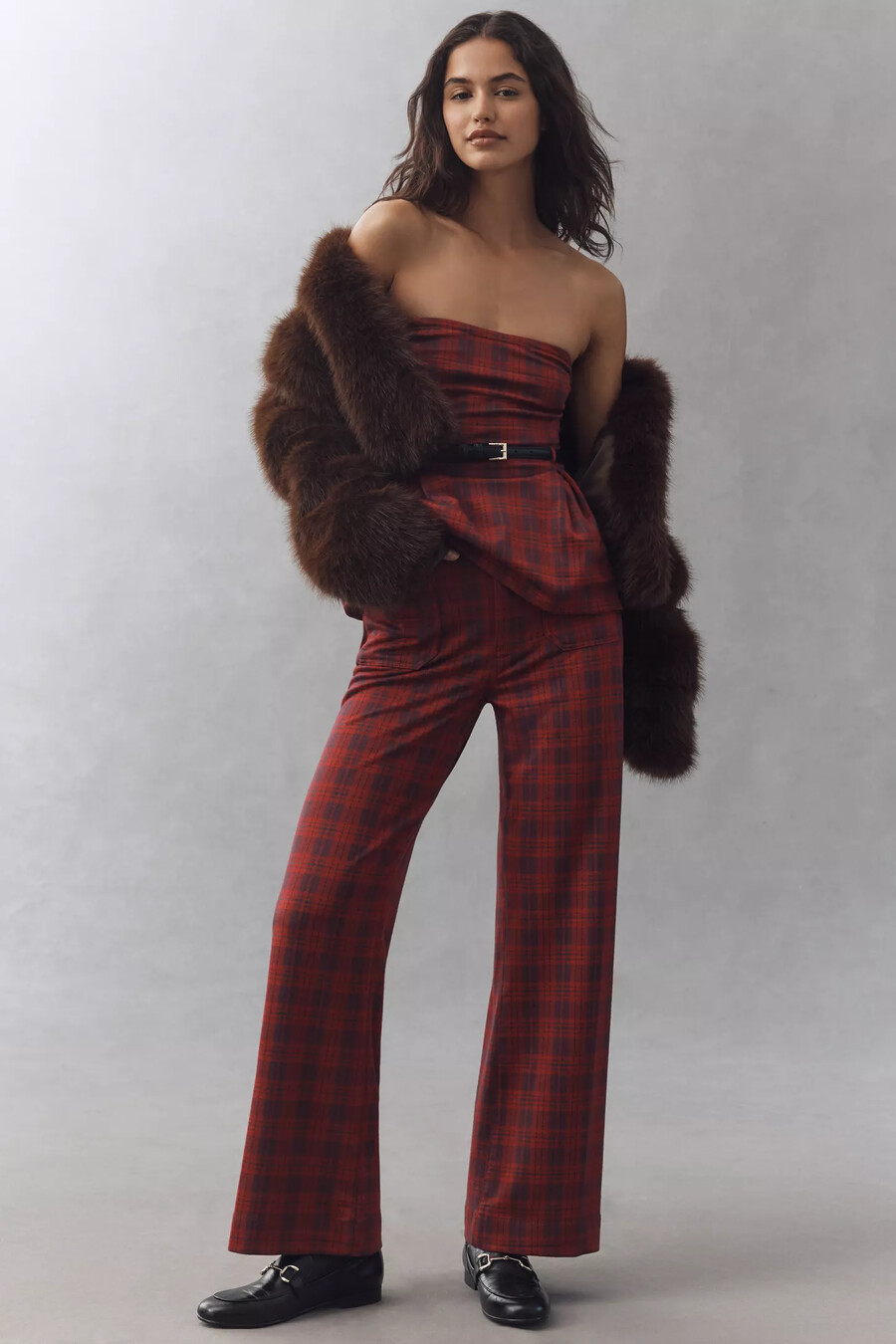 pantaloni lunghi in tartan scozzese colette di maeve