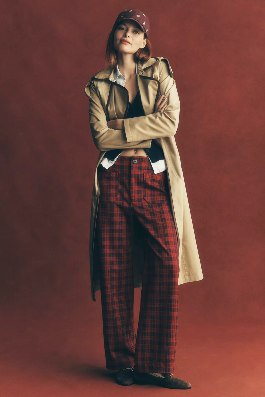 pantaloni lunghi in tartan scozzese colette di maeve