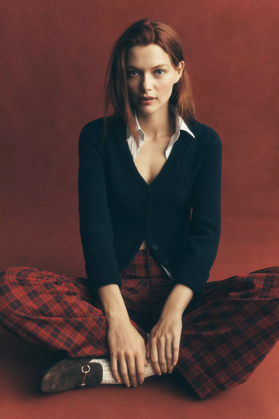 pantaloni lunghi in tartan scozzese colette di maeve
