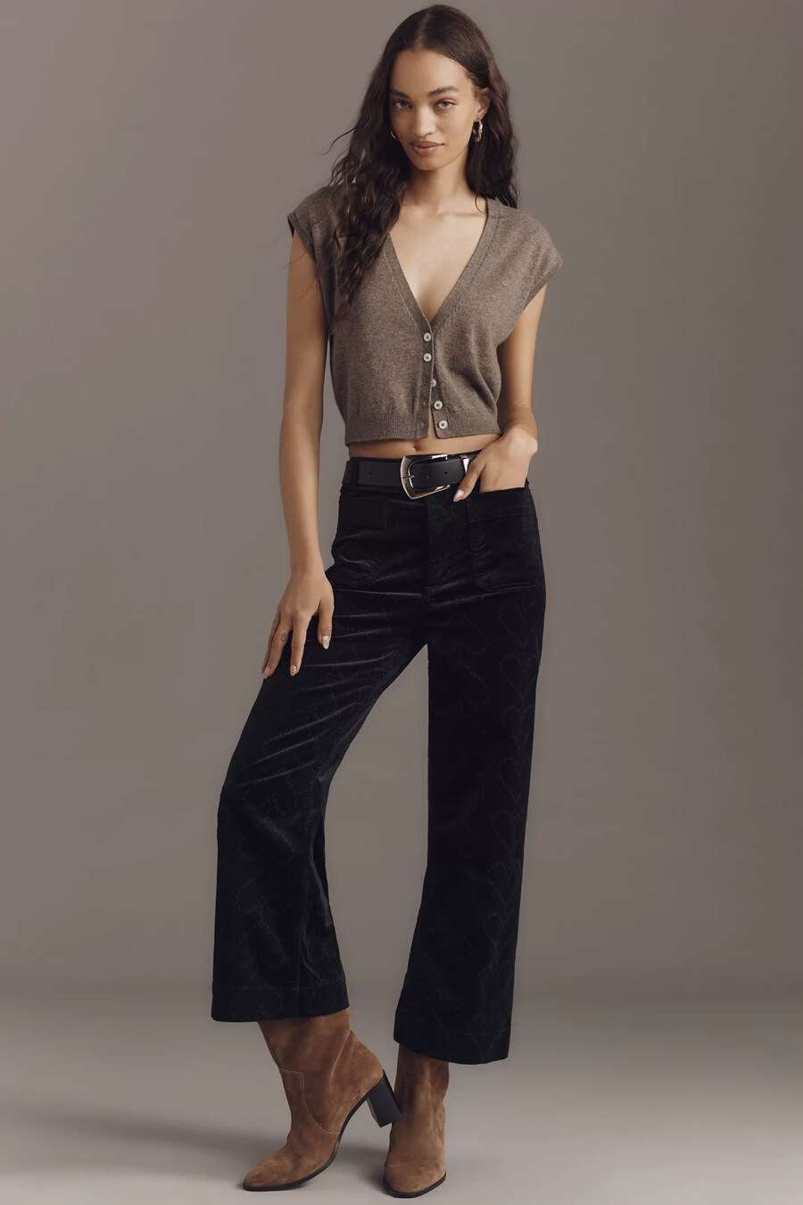 pantaloni in velluto a coste con stampa a cuore colette di maeve