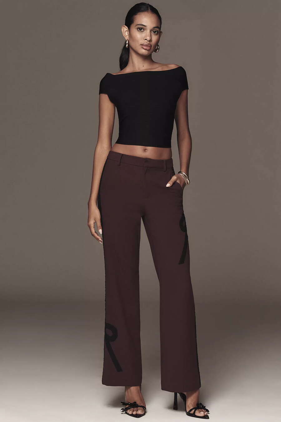 pantaloni a zampa slim con nastro maeve