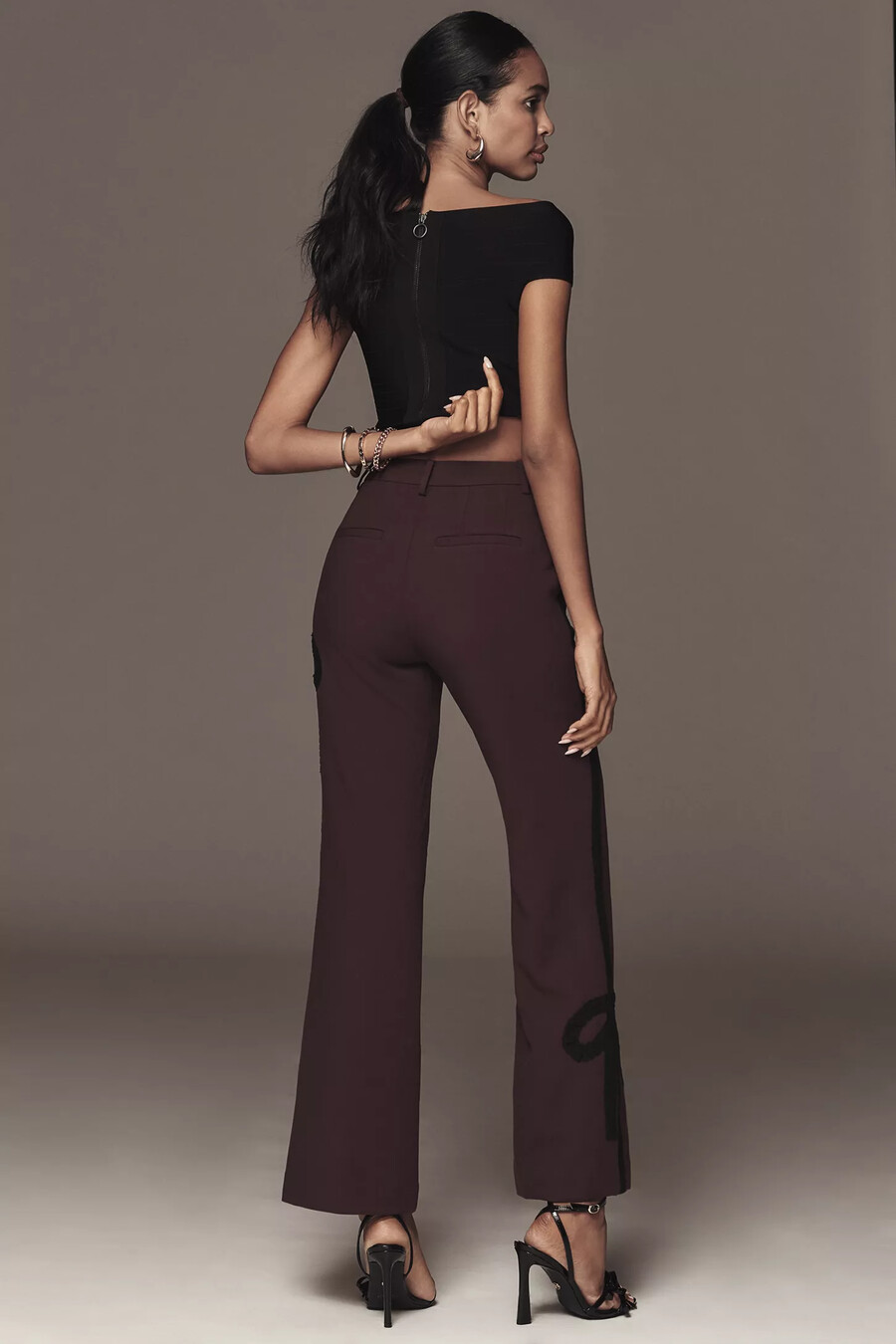 pantaloni a zampa slim con nastro maeve