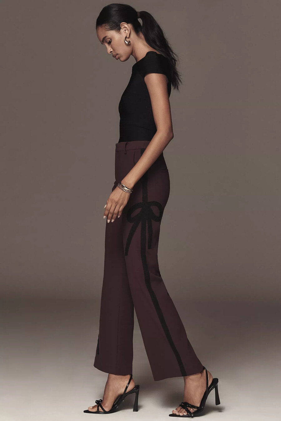 pantaloni a zampa slim con nastro maeve