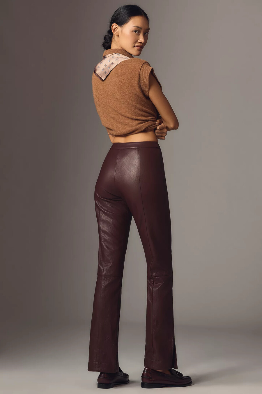 pantaloni a zampa in similpelle a vita alta siempre