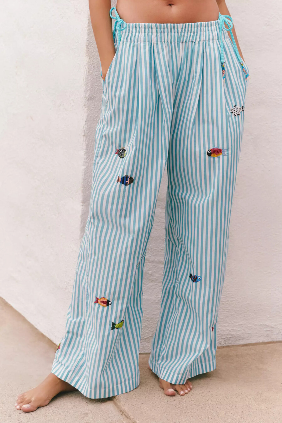 pantaloni pull-on decorati a righe celidonia