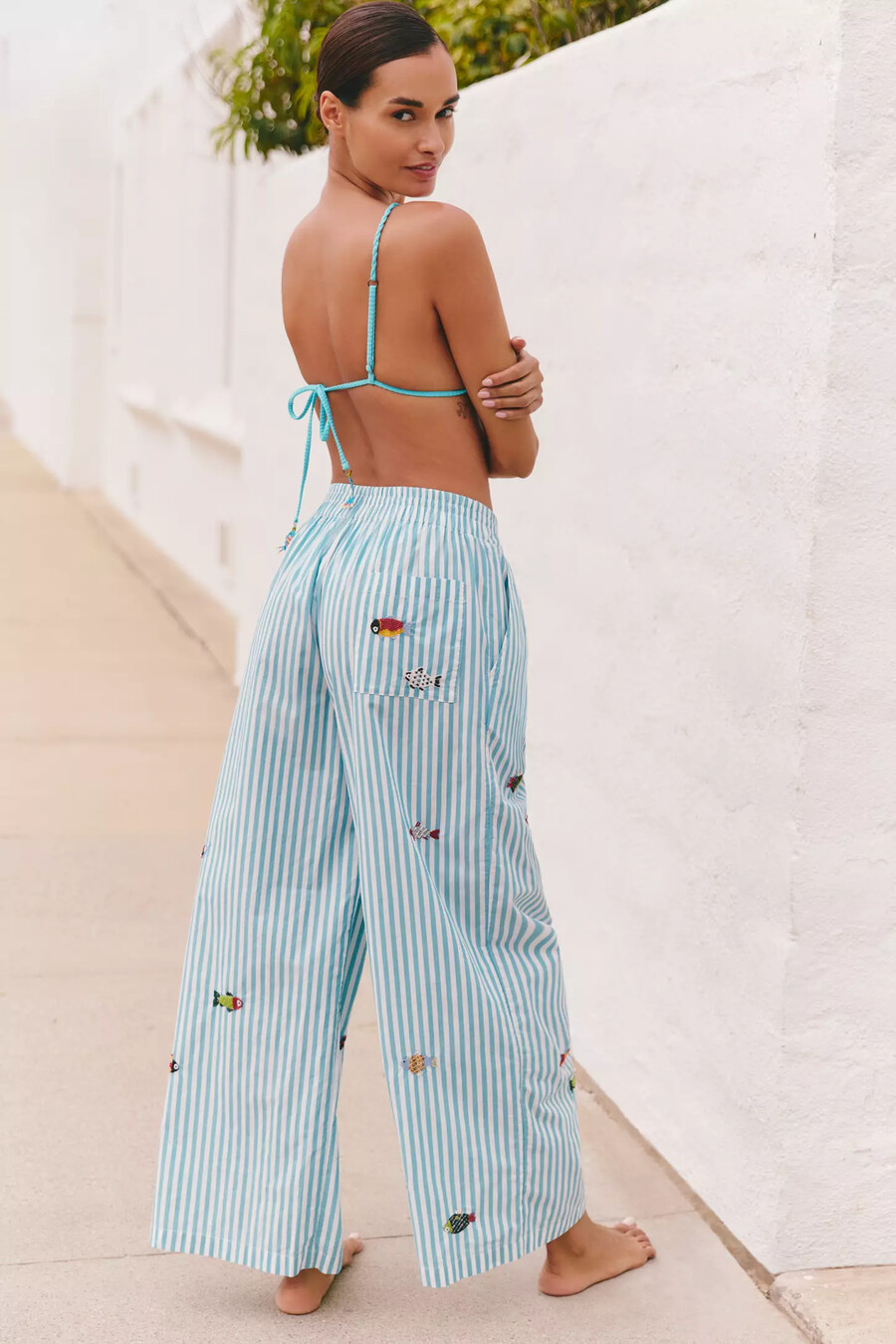 pantaloni pull-on decorati a righe celidonia