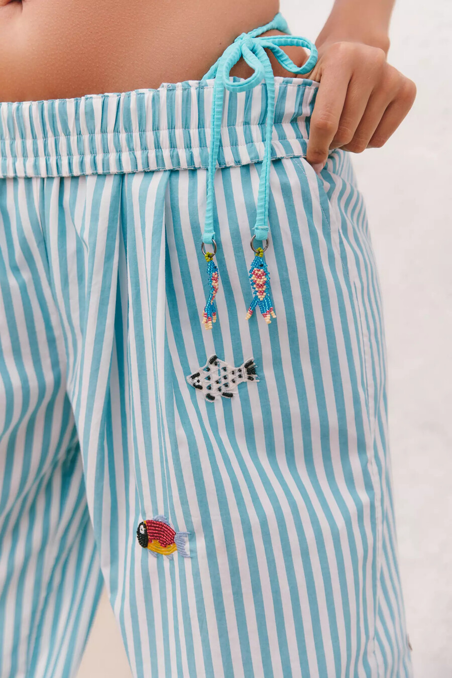 pantaloni pull-on decorati a righe celidonia
