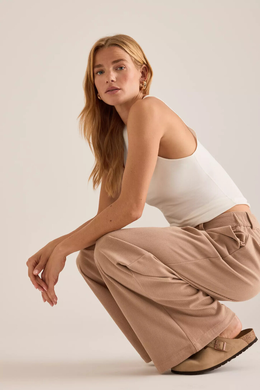 pantaloni a gamba larga in velluto a coste varley florey 32