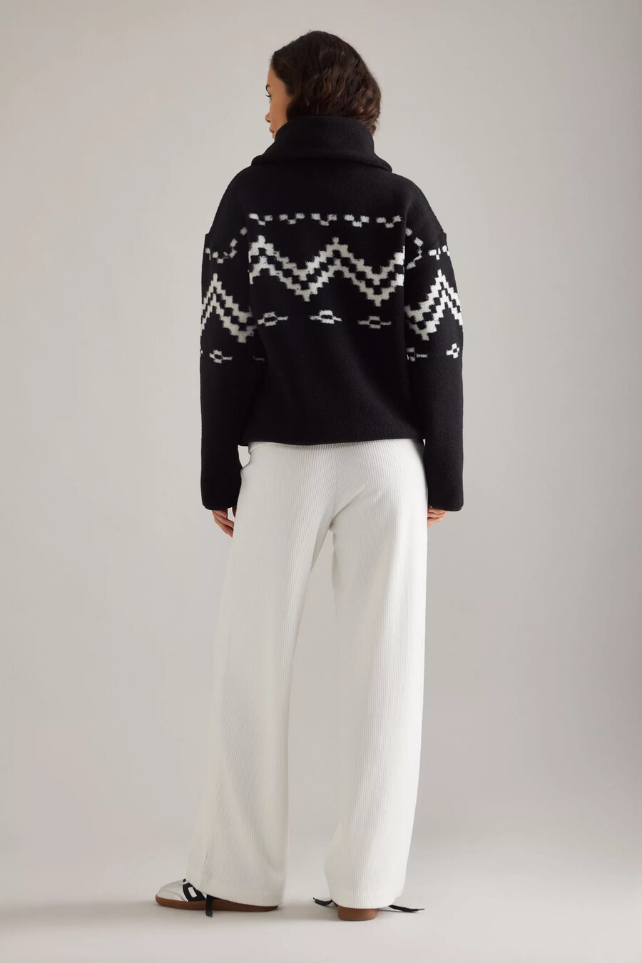 pantaloni a gamba larga con risvolto in vita e coste 4th reckless mahlin