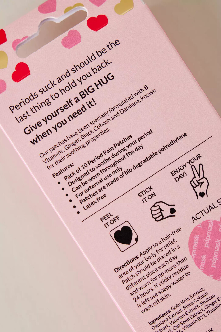 popmask big hug cerotti vitaminici per il supporto del ciclo mestruale